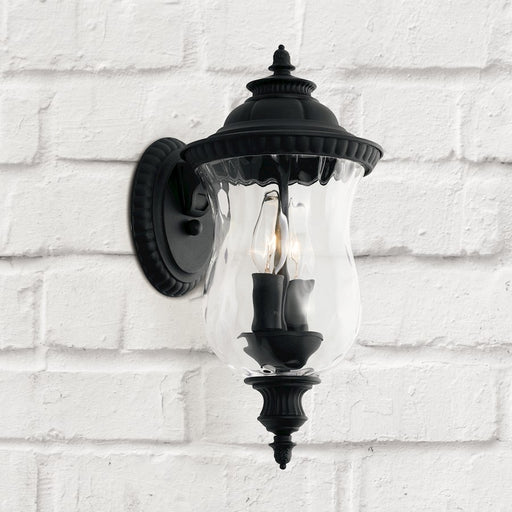 Capital Lighting Ashford 2-Light Small Outdoor Wall Mount, Black/Water