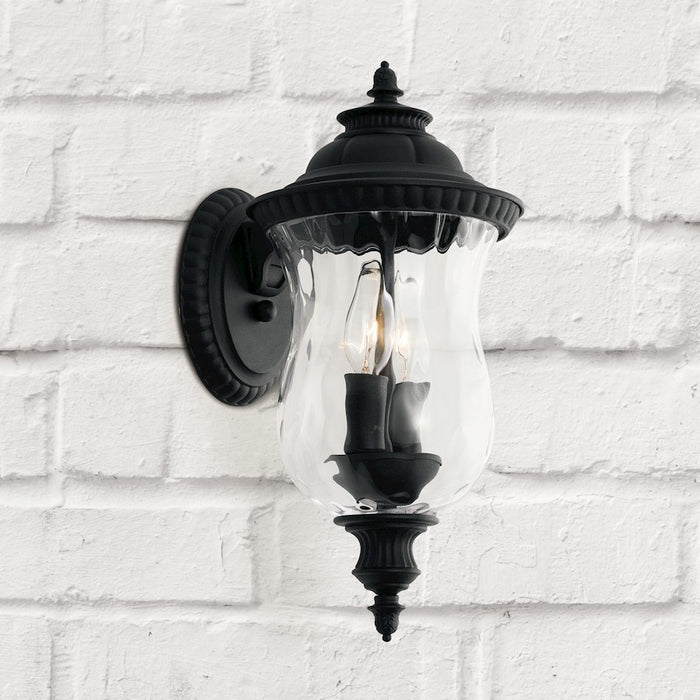 Capital Lighting Ashford 2-Light Small Outdoor Wall Mount, Black/Water