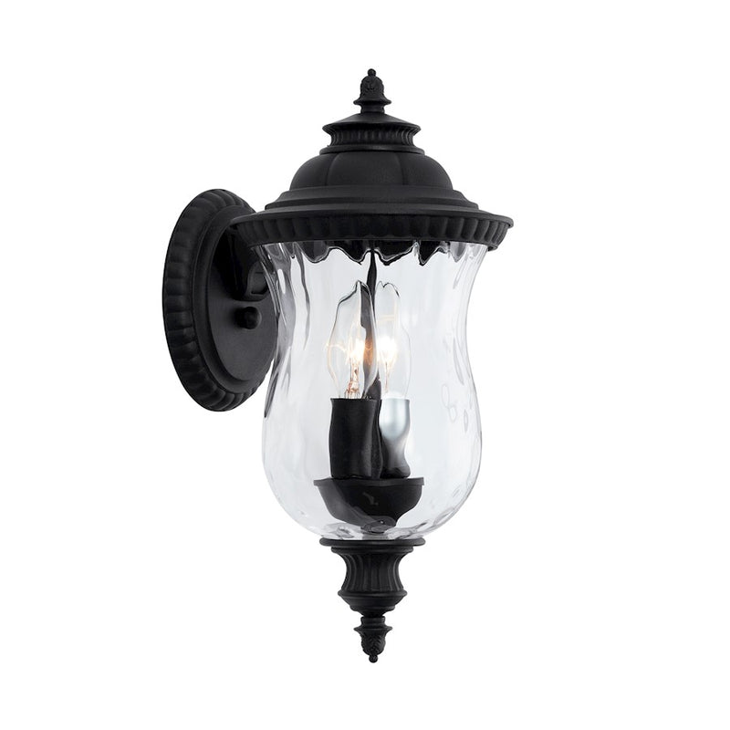 Capital Lighting Ashford 2-Light Small Outdoor Wall Mount, Black/Water
