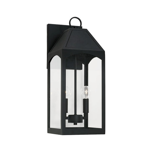 Capital Lighting Burton 2 Light Outdoor Wall Lantern, Black/Clear