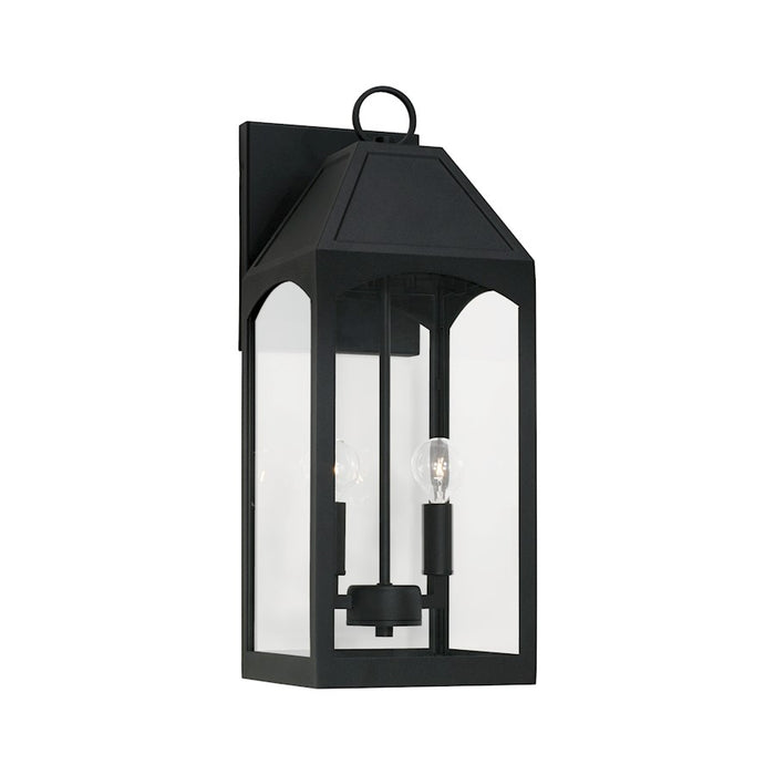 Capital Lighting Burton 2 Light Outdoor Wall Lantern, Black/Clear