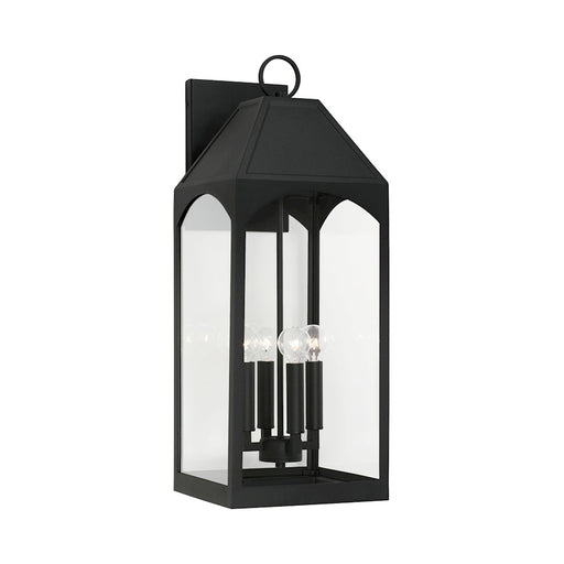 Capital Lighting Burton 4 Light Outdoor Wall Lantern, Black/Clear