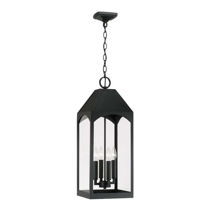 Capital Lighting Burton 4 Light Outdoor Hanging Lantern, Black/Clear