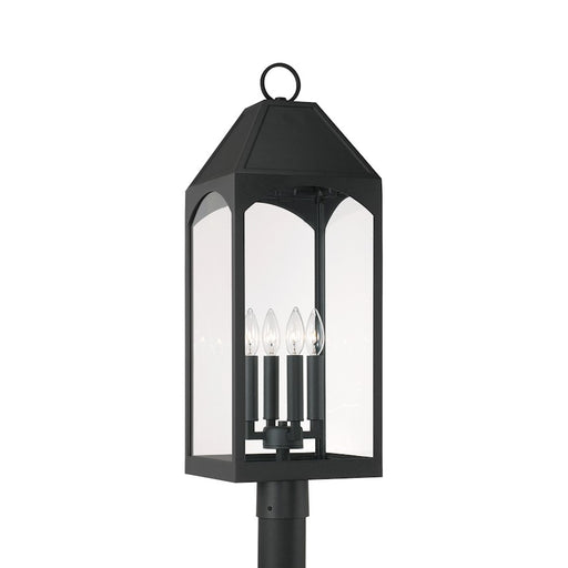 Capital Lighting Burton 4 Light Outdoor Post-Lantern, Black/Clear