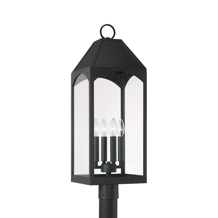 Capital Lighting Burton 4 Light Outdoor Post-Lantern, Black/Clear