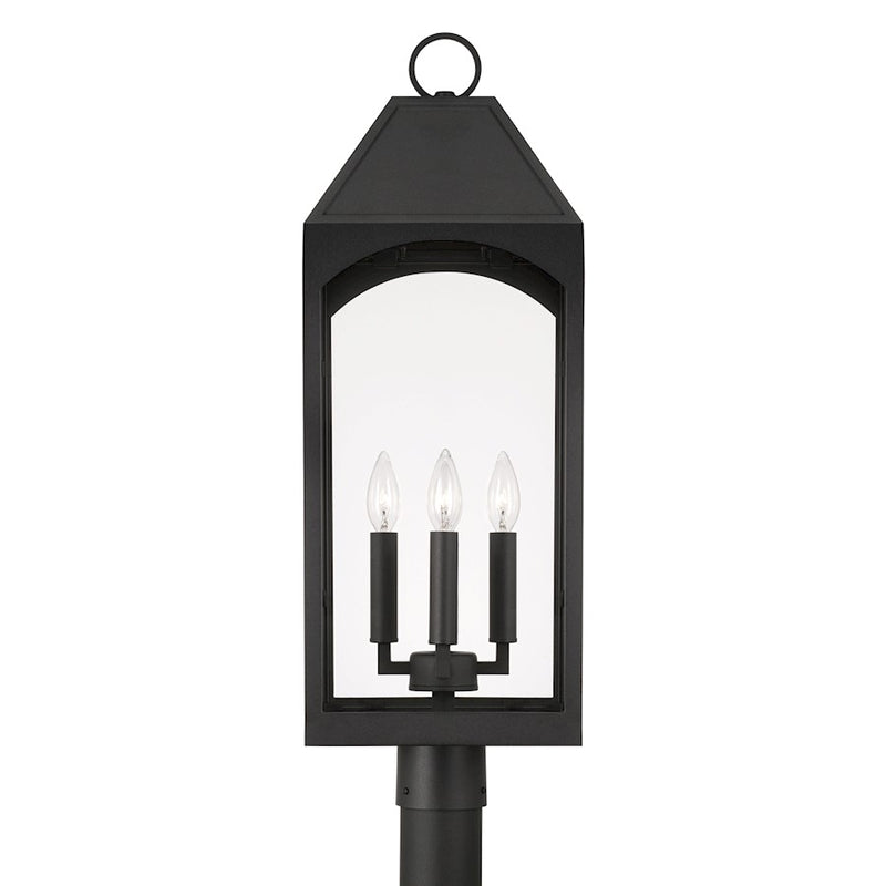 Capital Lighting Burton 4 Light Outdoor Post-Lantern, Black/Clear