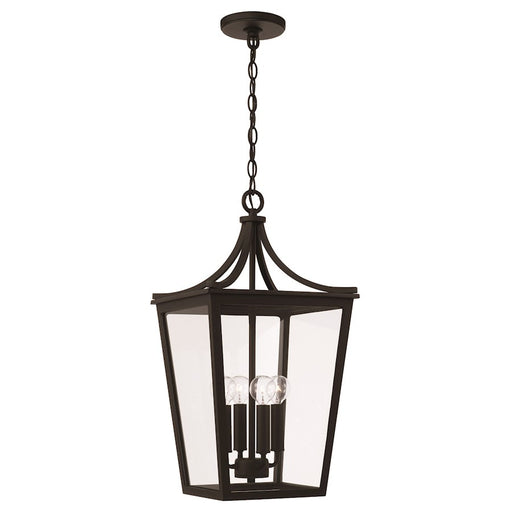 Capital Lighting Adair 4 Light Outdoor Hanging Lantern, Black/Clear