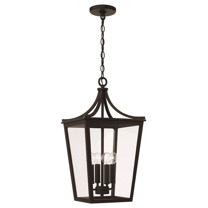 Capital Lighting Adair 4 Light Outdoor Hanging Lantern, Black/Clear