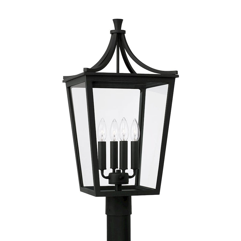 Capital Lighting Adair 4 Light Outdoor Post Lantern, Black/Clear