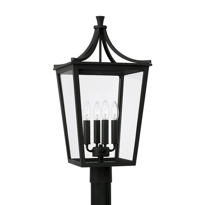 Capital Lighting Adair 4 Light Outdoor Post Lantern, Black/Clear