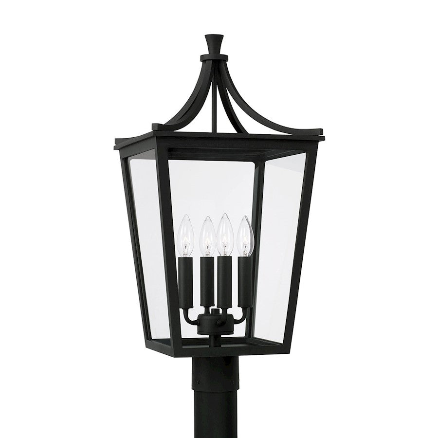 Capital Lighting Adair 4 Light Outdoor Post Lantern, Black/Clear