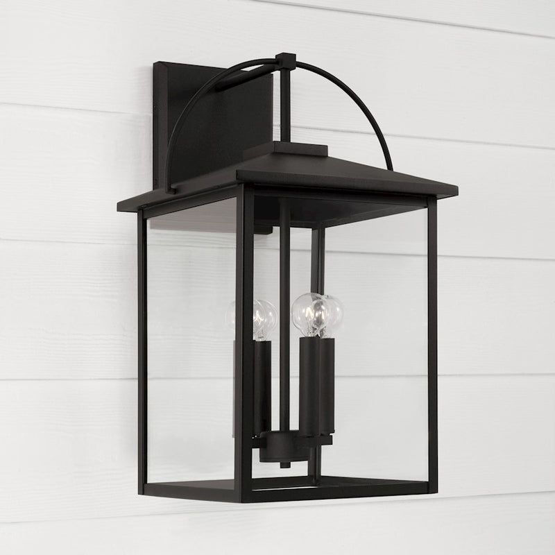 Capital Lighting Bryson Outdoor Wall Lantern, Black/Clear