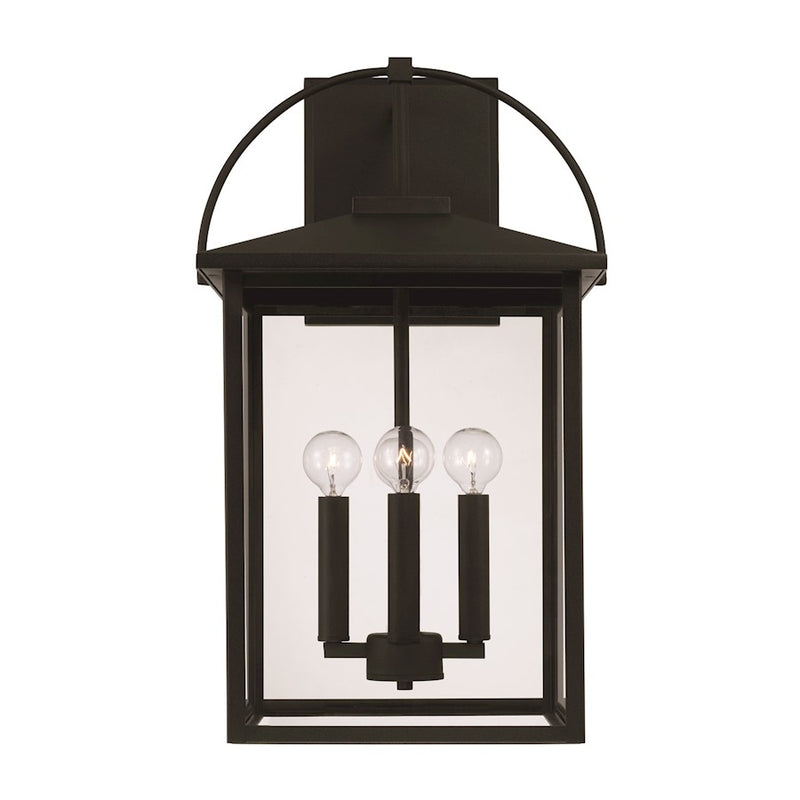 Capital Lighting Bryson Outdoor Wall Lantern, Black/Clear