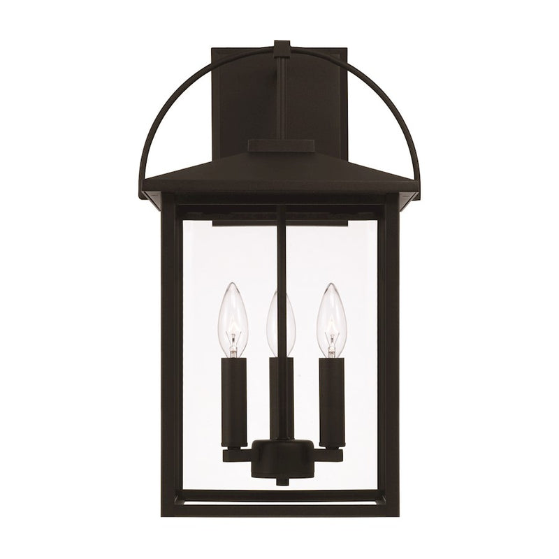 Capital Lighting Bryson 4 Light Outdoor Hanging Lantern, Black/Clear