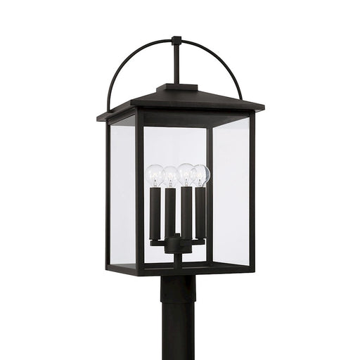 Capital Lighting Bryson 4 Light Outdoor Post Lantern, Black/Clear