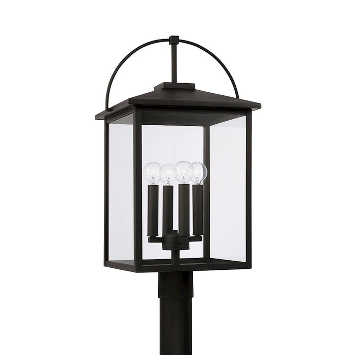 Capital Lighting Bryson 4 Light Outdoor Post Lantern, Black/Clear
