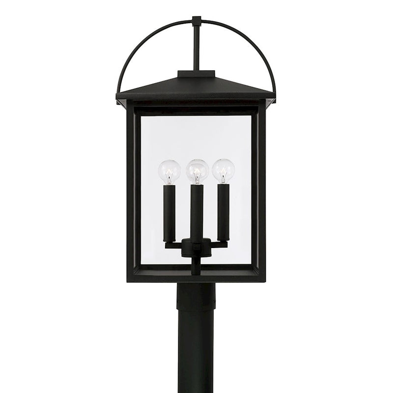 Capital Lighting Bryson 4 Light Outdoor Post Lantern, Black/Clear