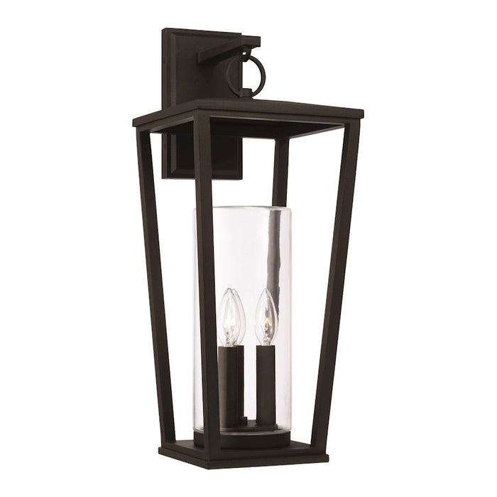 Capital Lighting Elliott 3 Light Outdoor Wall Lantern, Black/Clear