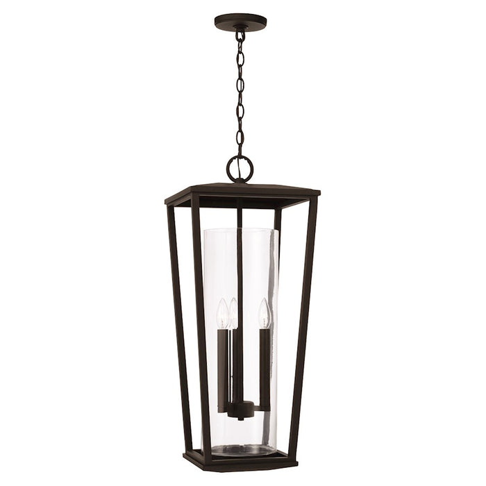 Capital Lighting Elliott 3 Light Outdoor Hanging Lantern, Black/Clear