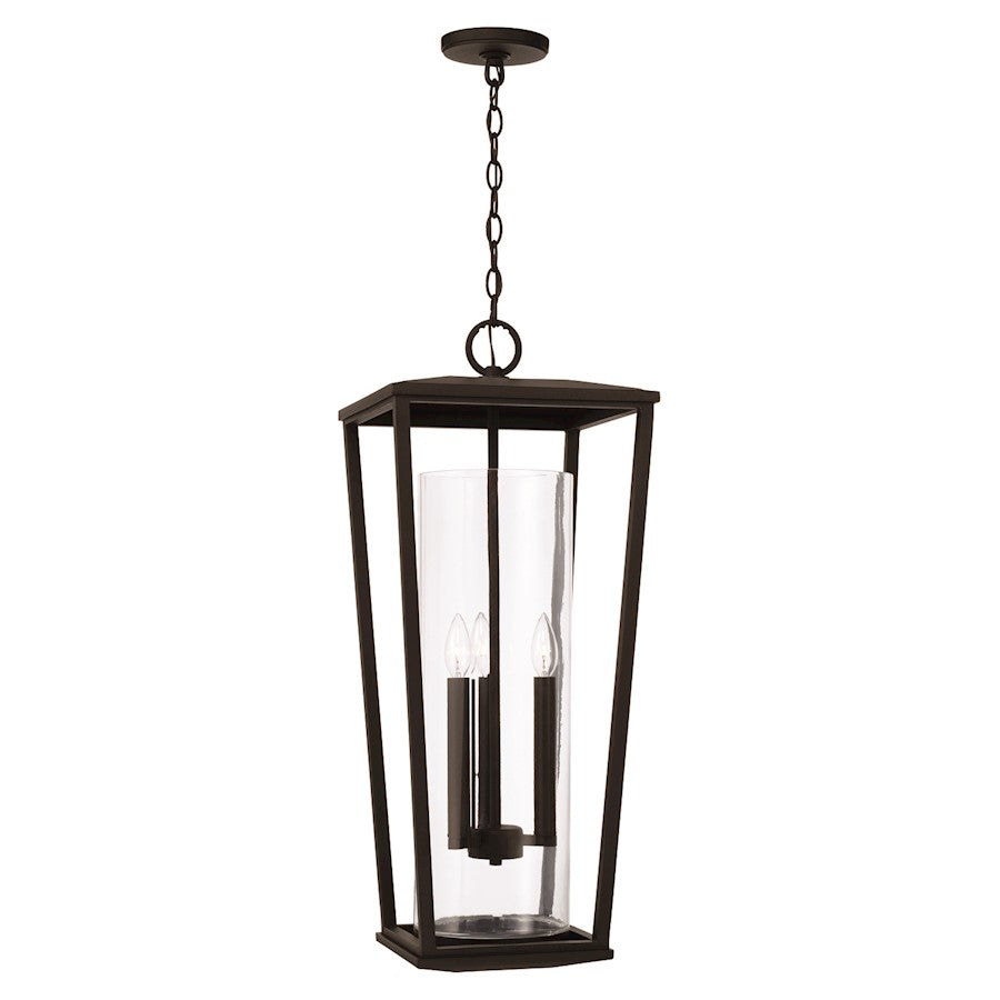Capital Lighting Elliott 3 Light Outdoor Hanging Lantern, Black/Clear