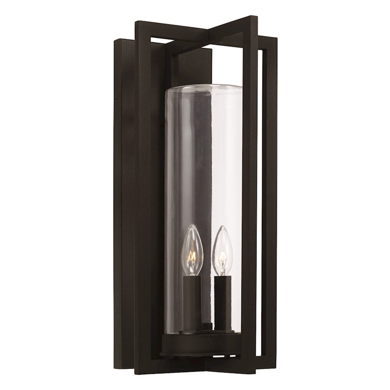 Capital Lighting Kent Outdoor Wall Lantern, Black/Clear