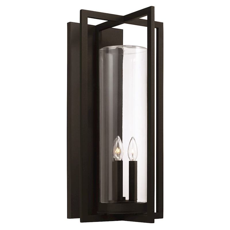 Capital Lighting Kent 3 Light Outdoor Wall Lantern, Black/Clear