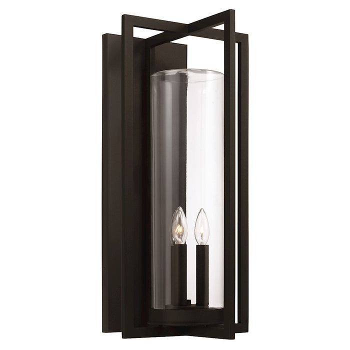 Capital Lighting Kent 3 Light Outdoor Wall Lantern, Black/Clear