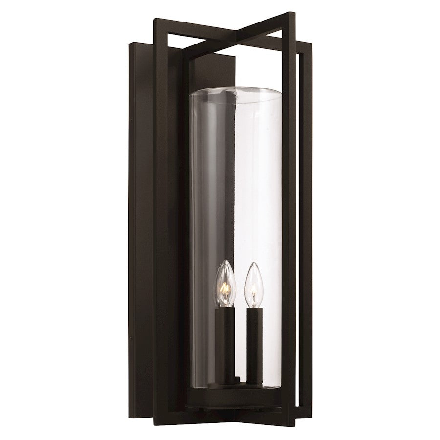 Capital Lighting Kent 3 Light Outdoor Wall Lantern, Black/Clear