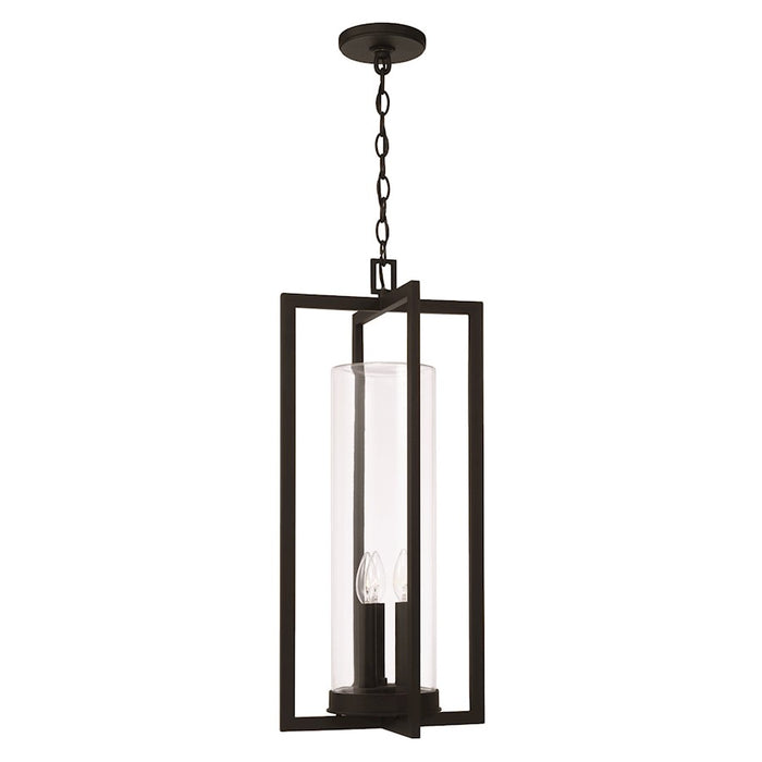 Capital Lighting Kent 3 Light Outdoor Hanging Lantern, Black/Clear