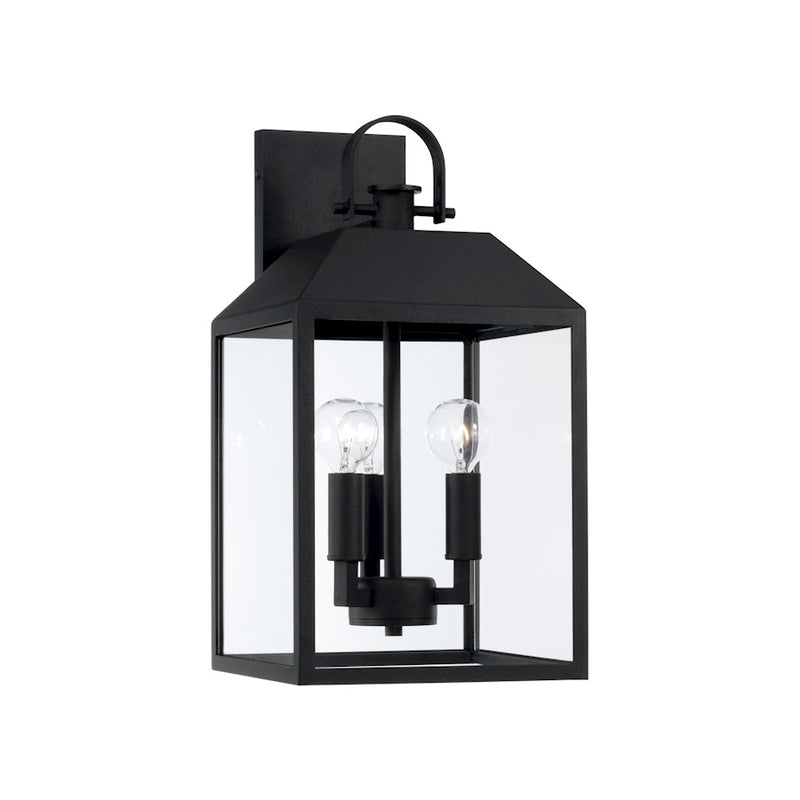 Capital Lighting Nelson 3Lt 17" Outdoor Wall Lantern, Black/Clear