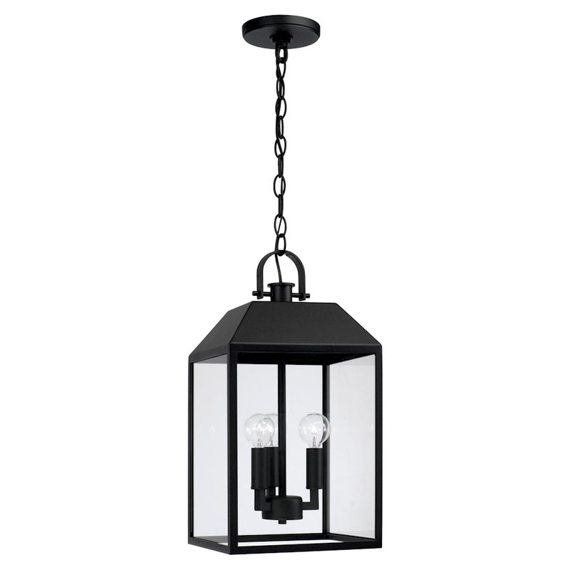 Capital Lighting Nelson 3Lt Outdoor Hanging Lantern, Black/Clear