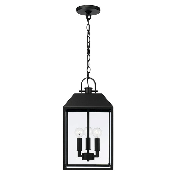Capital Lighting Nelson 3Lt Outdoor Hanging Lantern, Black/Clear