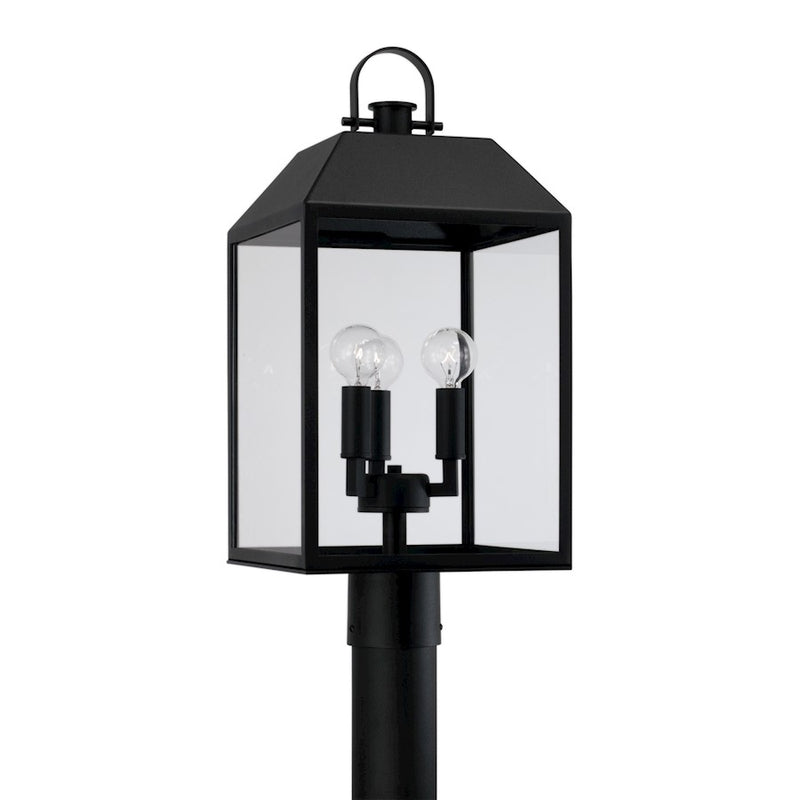 Capital Lighting Nelson 3Lt Outdoor Post Lantern, Black/Clear