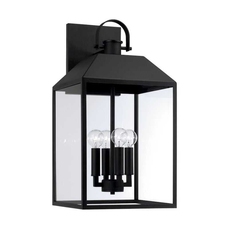 Capital Lighting Nelson 4Lt Outdoor Wall Lantern, Black/Clear
