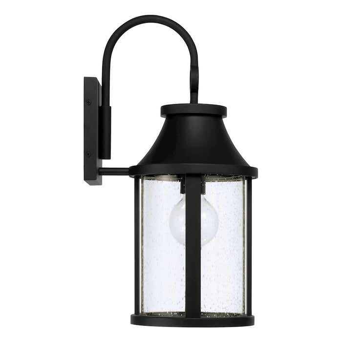 Capital Lighting Bridger 1Lt Outdoor Wall Lantern, Black/Clear Seeded