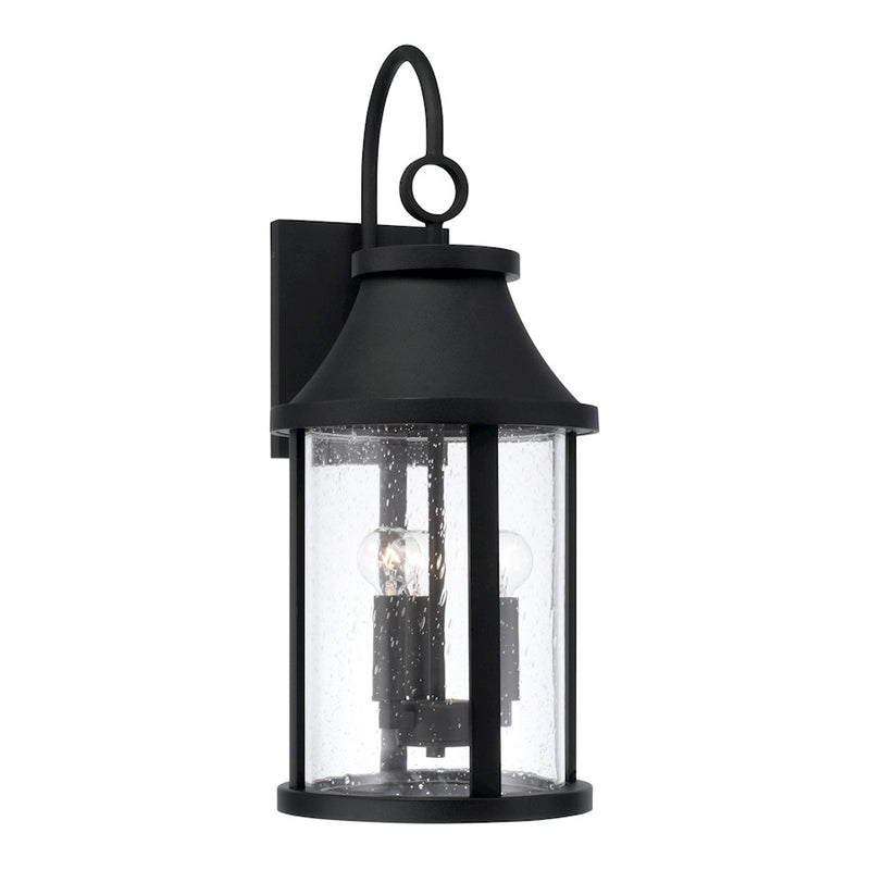 Capital Lighting Bridger 3Lt Outdoor Wall Lantern, Black/Clear Seeded