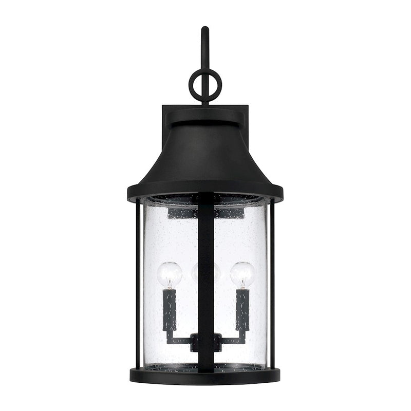 Capital Lighting Bridger 4Lt Outdoor Wall Lantern, Black/Clear Seeded
