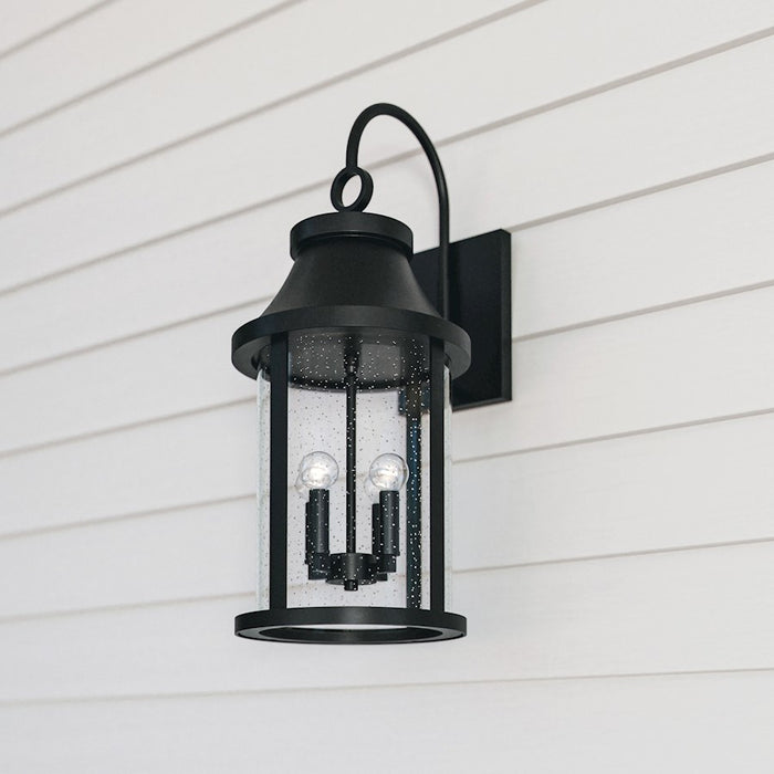 Capital Lighting Bridger 4Lt Outdoor Wall Lantern, Black/Clear Seeded