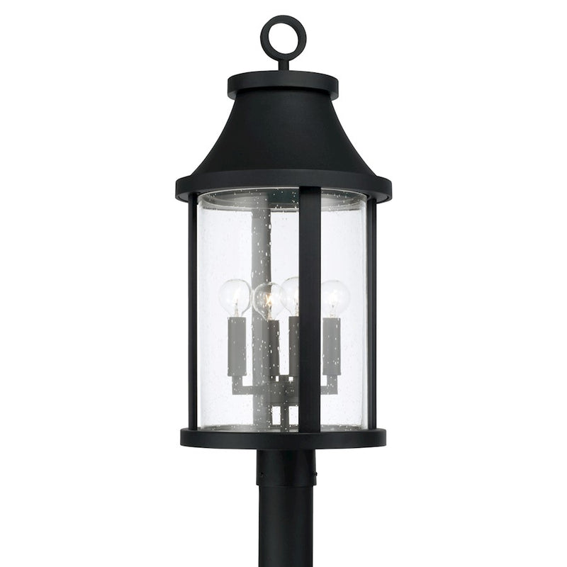 Capital Lighting Bridger 4Lt Outdoor Post Lantern, Black/Clear Seeded