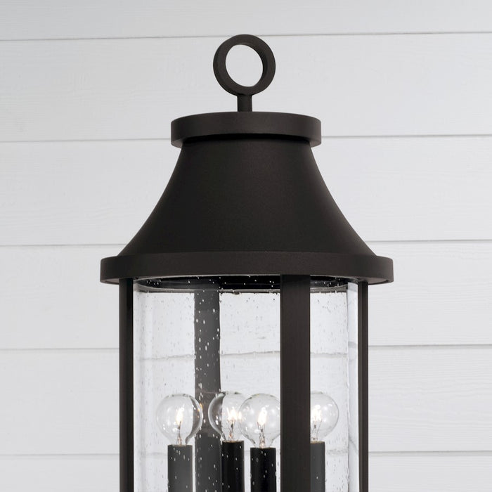 Capital Lighting Bridger 4Lt Outdoor Post Lantern, Black/Clear Seeded