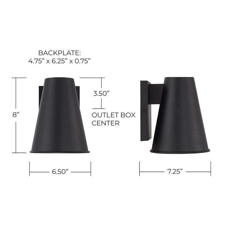 Capital Lighting Yardley 1Lt 7" Outdoor Wall Lantern, Black/White