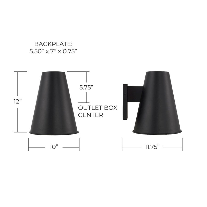 Capital Lighting Yardley 1Lt 10" Outdoor Wall Lantern, Black/White