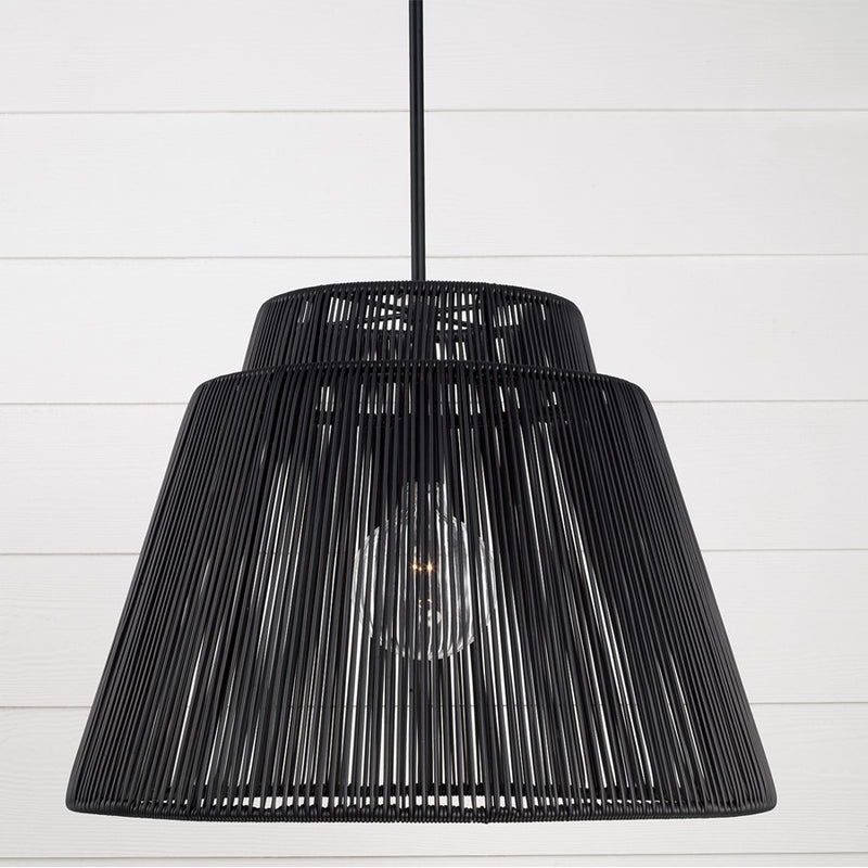 Capital Lighting Jasper 1 Light Outdoor Pendant, Oynx and Black