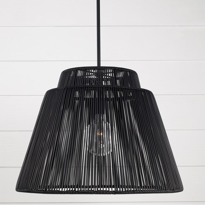 Capital Lighting Jasper 1 Light Outdoor Pendant, Oynx and Black