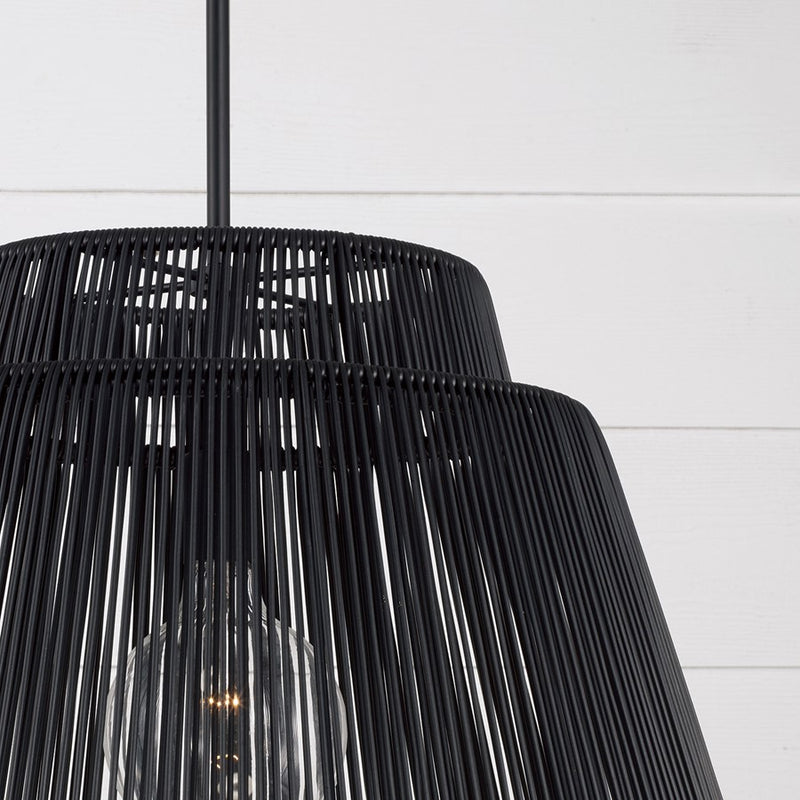 Capital Lighting Jasper 1 Light Outdoor Pendant, Oynx and Black