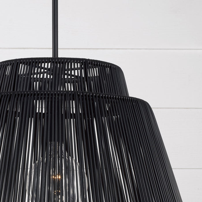 Capital Lighting Jasper 1 Light Outdoor Pendant, Oynx and Black