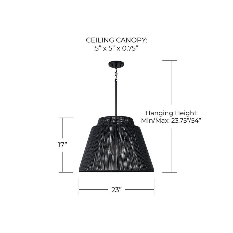 Capital Lighting Jasper 1 Light Outdoor Pendant, Oynx and Black