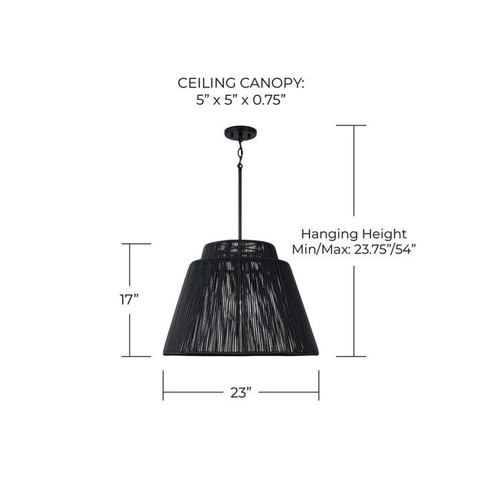 Capital Lighting Jasper 1 Light Outdoor Pendant, Oynx and Black