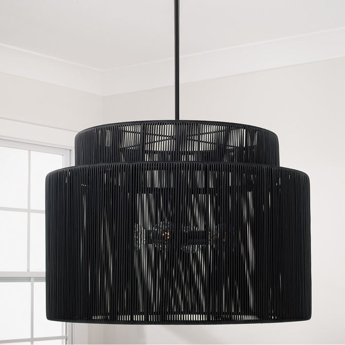 Capital Lighting Jasper 4 Light Outdoor Pendant, Oynx and Black