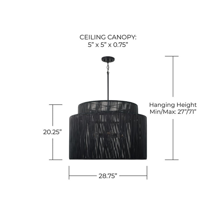 Capital Lighting Jasper 4 Light Outdoor Pendant, Oynx and Black